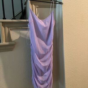 Windsor Purple Ruched Spaghetti Strap Cocktail Dress